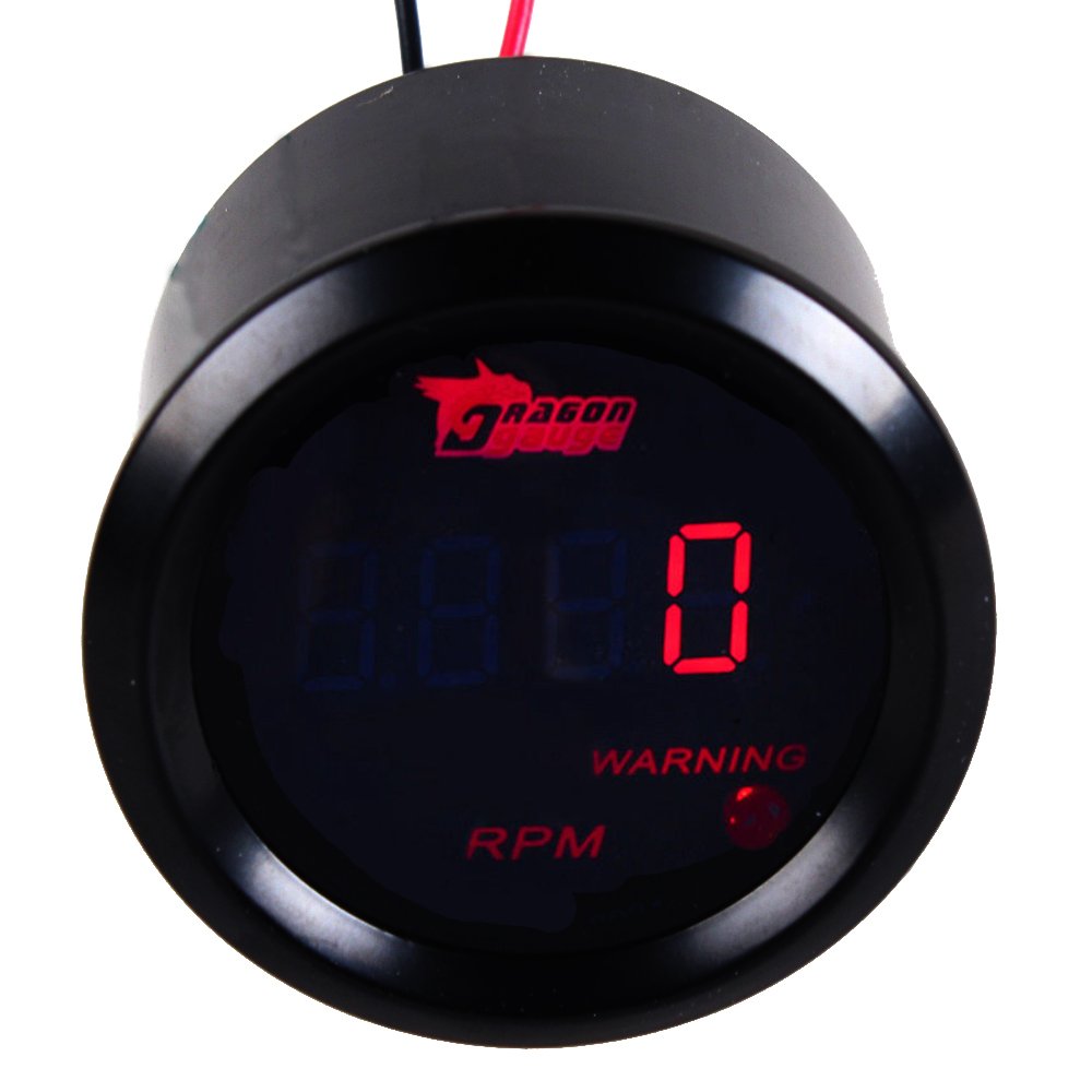 Esupport Car 2'' 52Mm Digital Tacho Gauge Red Rpm Tachometer 0-9999 Automotive