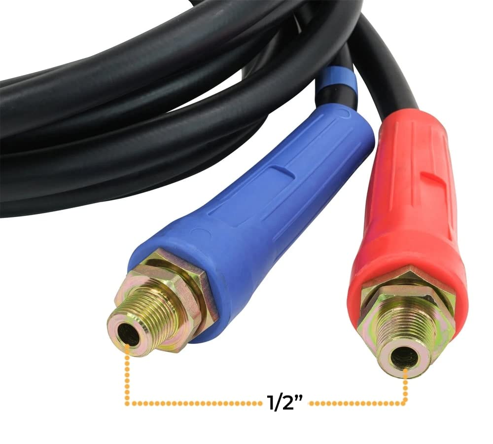 Mytee Products 12 Ft Air Line Hose Assemblies With Flexible Grips & 1/2'' Npt Fittings - (Set Of 2) - Air Line Hose Straight Lea
