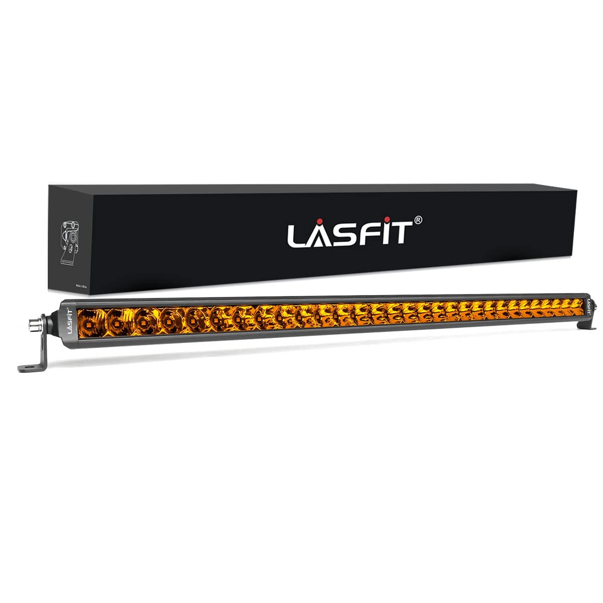 Lasfit 32 Inch Amber Led Light Bar, 8650Lm/2000K Slim Row Light, Spot Flood Combo Led Bar, Yellow Off Road Driving Lights For Tr