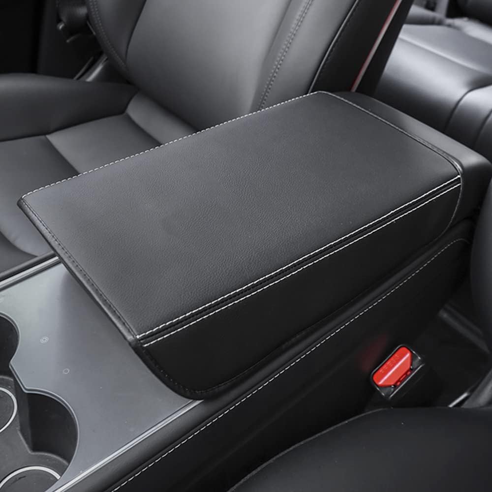 Lanfat Car Armrest Cover For Tesla Model 3 Y Pu Leather Center Console Protector Pad Automobile Waterproof Box Mat 2017-2022 202