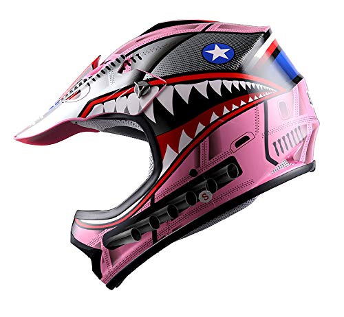 Wow Youth Kids Motocross Bmx Mx Atv Dirt Bike Moutain Helmet Shark Pink