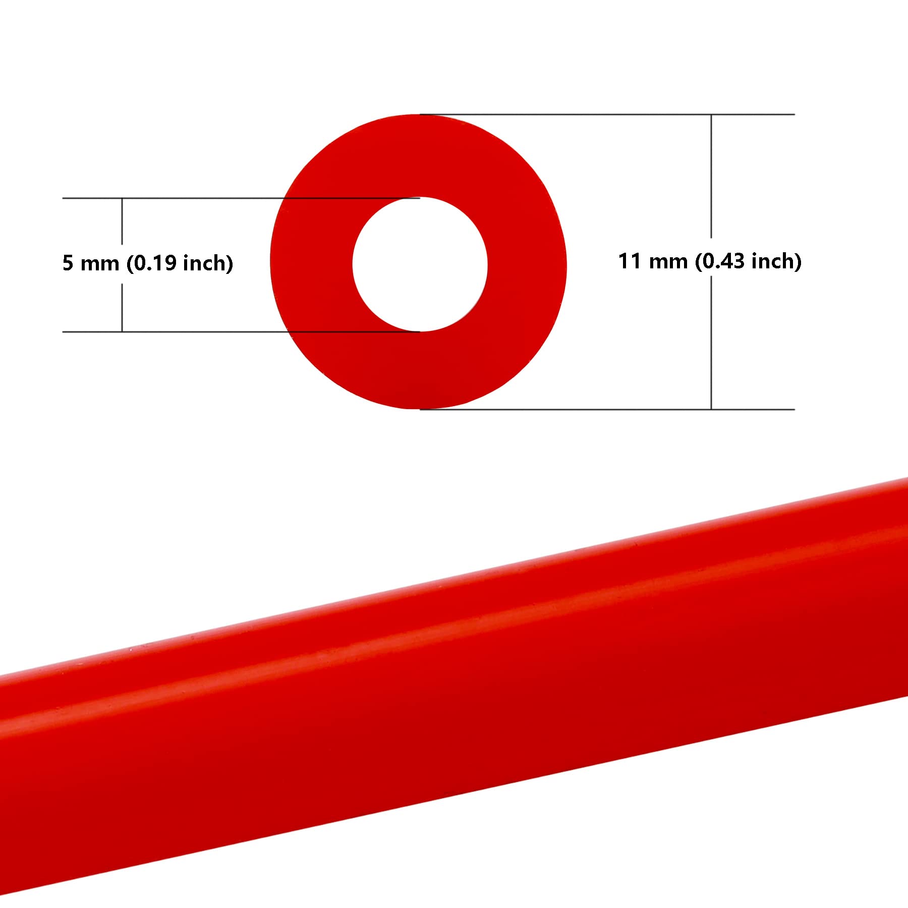 Ucreative 5Ft Id 3/16'' (5Mm) High Temperature Silicone Vacuum Tubing Hose 130Psi Max Pressure Red