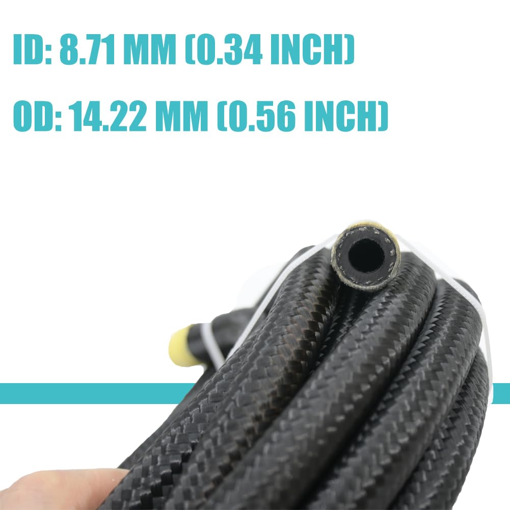 6An Transmission Cooler Line - 6An Fuel Line Hose 16Ft Braided Push Lock Hose 500 Psi High Pressure For Automotive Fuel Systems
