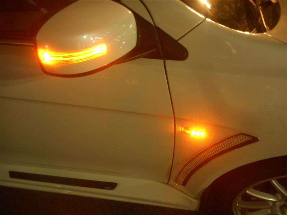 Ijdmtoy Clear Lens Amber Full Led Front Side Marker Lights Compatible With Mitsubishi Lancer Evo X Mirage Outlander Sport, Power