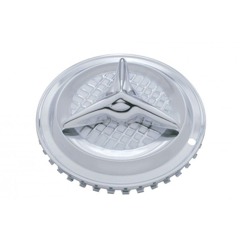 United Pacific Shc01-14 - Axle Hub Cap - 14'' Chrome 3-Bar Fiesta Style Hubcaps (4/Set)
