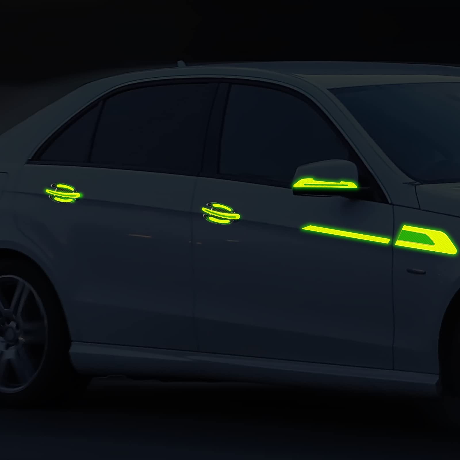 12 Pieces Reflective Car Stickers Set Rearview Mirror Reflective Warning Stickers Auto Door Cup Protectors and Handle Paint Scra