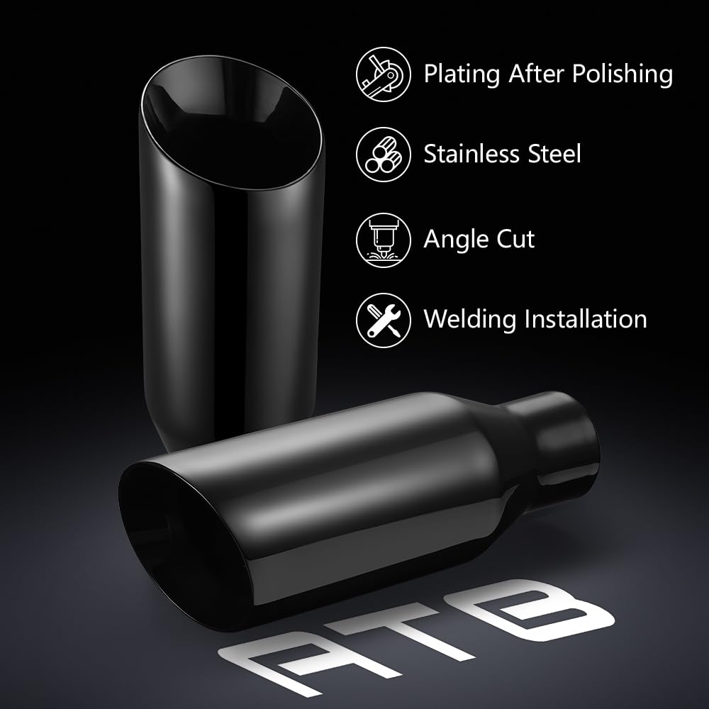 Autarboor Exhaust Tip 2.5 Inch Inlet, 2.5'' Inlet 4'' Outlet 12'' Overall Length Stainless Steel Chrome-Plated Exhaust Pipe,Angl