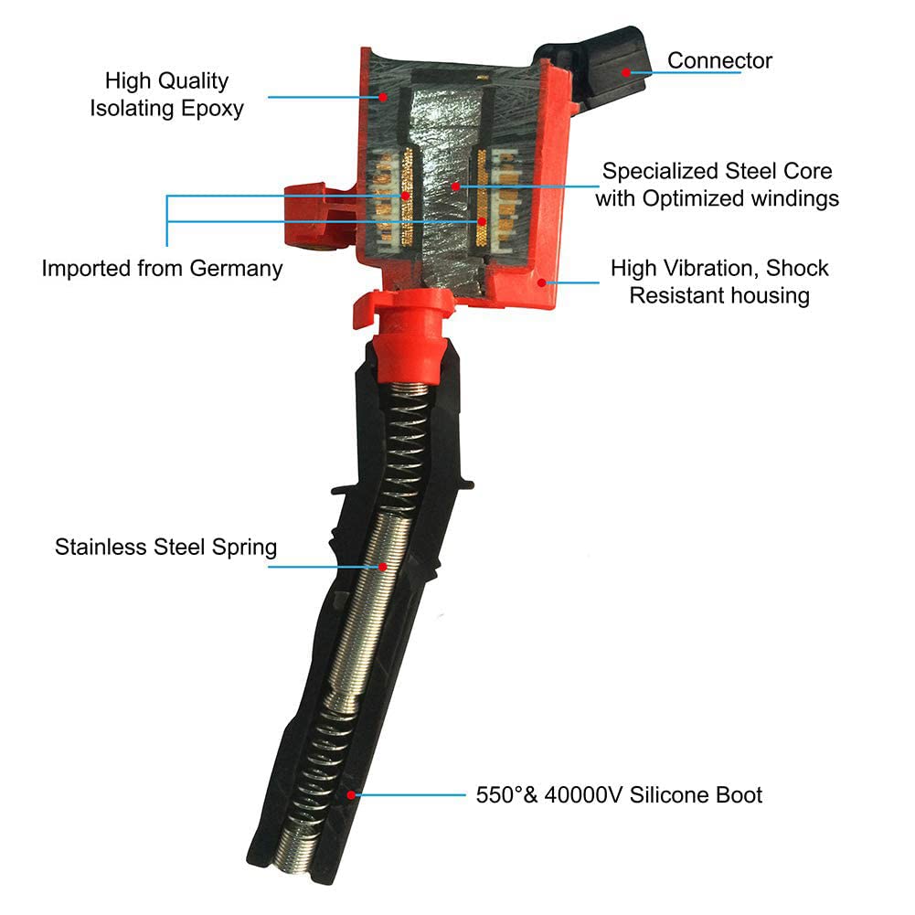 Big-Autoparts 8 Pack Ignition Coil Cuvred Boot Compatible With Ford F150 E150 Explorer,Town Car,Grand Marquis,Dg508 Dg457,Red