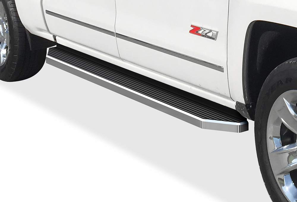 Aps 6In 304 Stainless Steel (Polished Flat Style) Running Boards Compatible With Chevy Silverado Gmc Sierra 1500 2007-2018 Crew