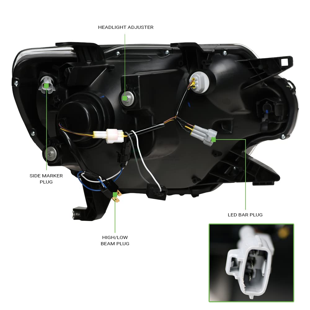 Tlaps 7422439477445 Compatible With 2012-2015 Toyota Tacoma Switchback Sequential Led Strip Bar Black Housing Projector Headligh