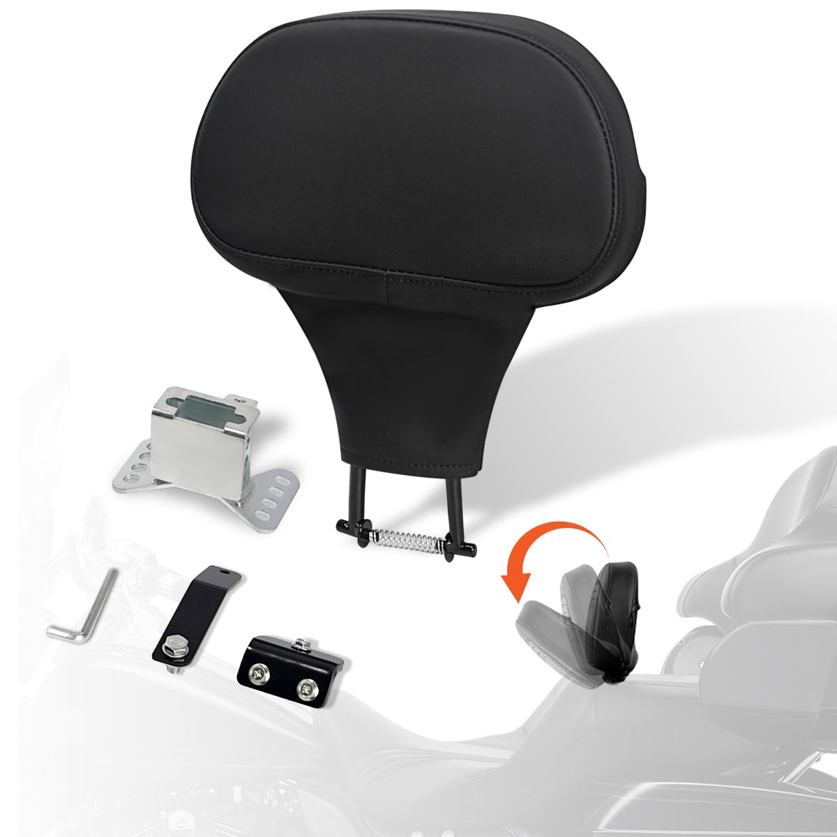 FOVPLUE Adjustable Rider Backrest, Detachable Plug-in Driver Backrest Pad w/Mounting Kit for Harley Touring 2009-2024,CVO Road G