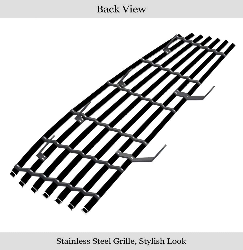 Aps Compatible With Infiniti G35 2003-2004 Sedan Main Upper Stainless Steel Black 8X6 Horizontal Billet Grille Insert N85600J