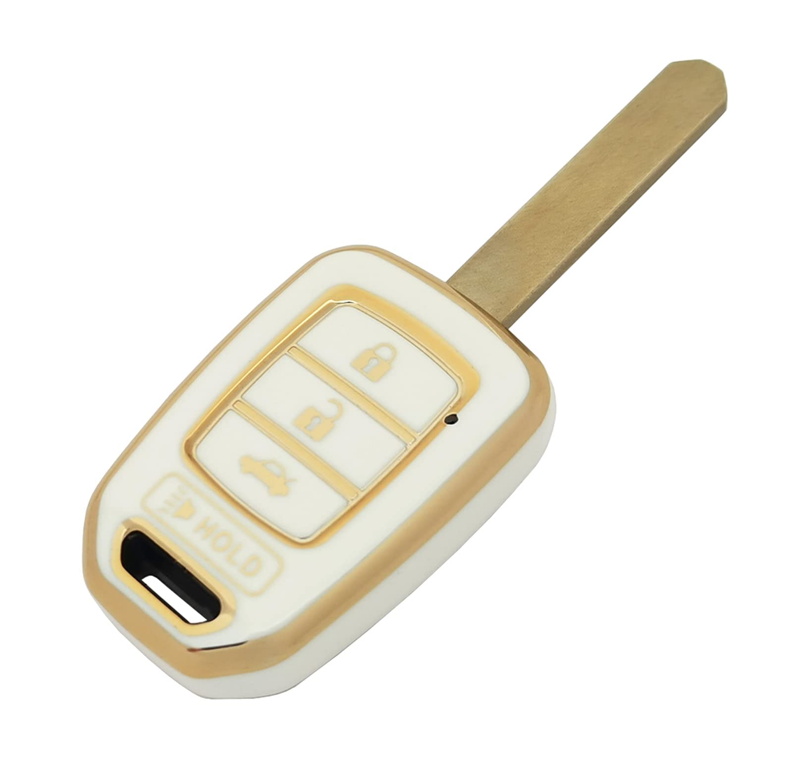 Key Fob Cover Case Fit For Honda Accord Civic Cr-V Hr-V Remote Holder Skin Protector Keyless Entry Sleeve Accessories (White)