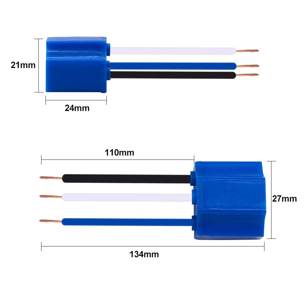 Lights Socket H4 Wiring Harness 9003 Lights Plug 14AWG Ceramic H4 9003 Connector for Lights Fog Light Retrofit (1Pair)