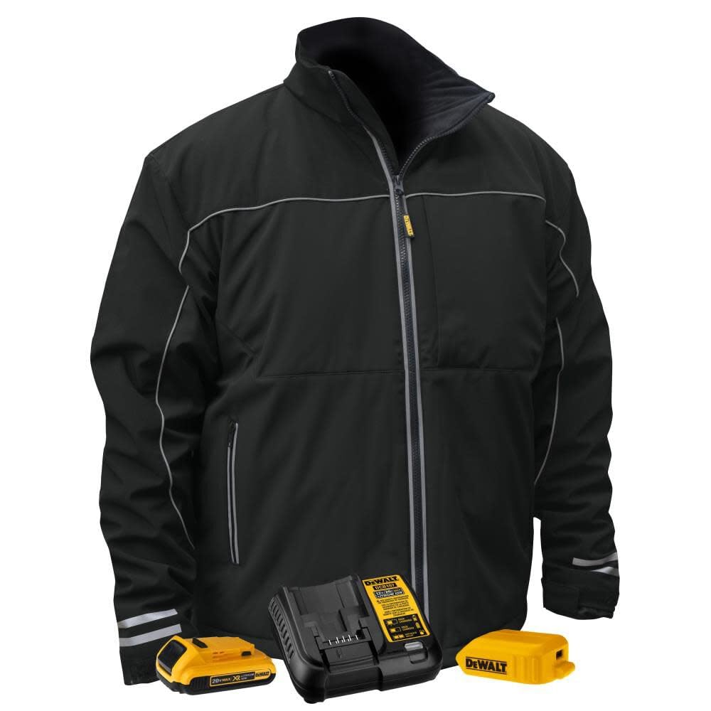 DEWALT Unisex Adult With 2.0ah Battery and Charger DEWALT Heated Lightweight Soft Shell Jacket, Black, Medium US
