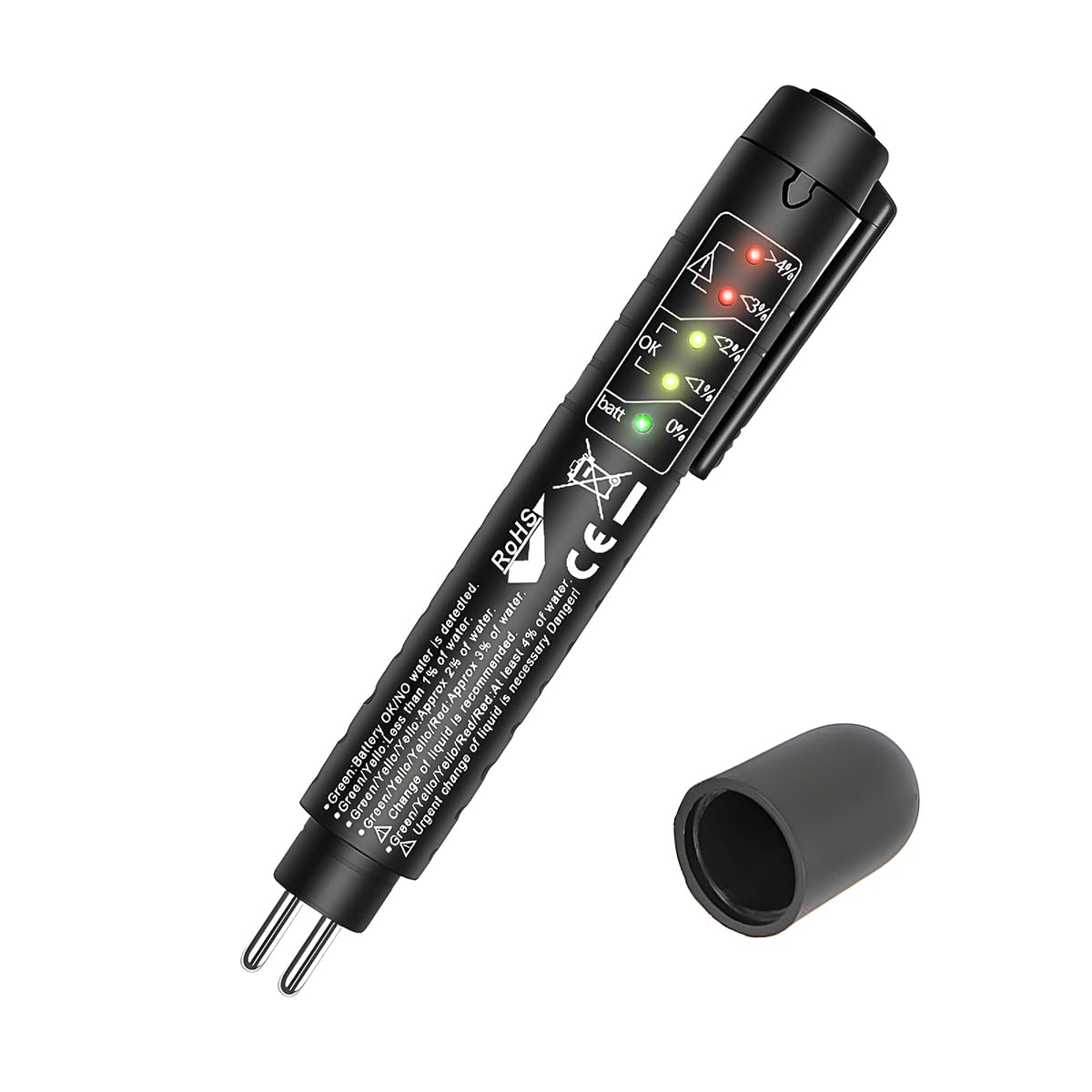 Brake Fluid Liquid Tester Pen, Auto Brake Diagnostic Testing Tool with 5 LED Indicators, Hydraulic Fluid Liquid Oil Moisture Ana