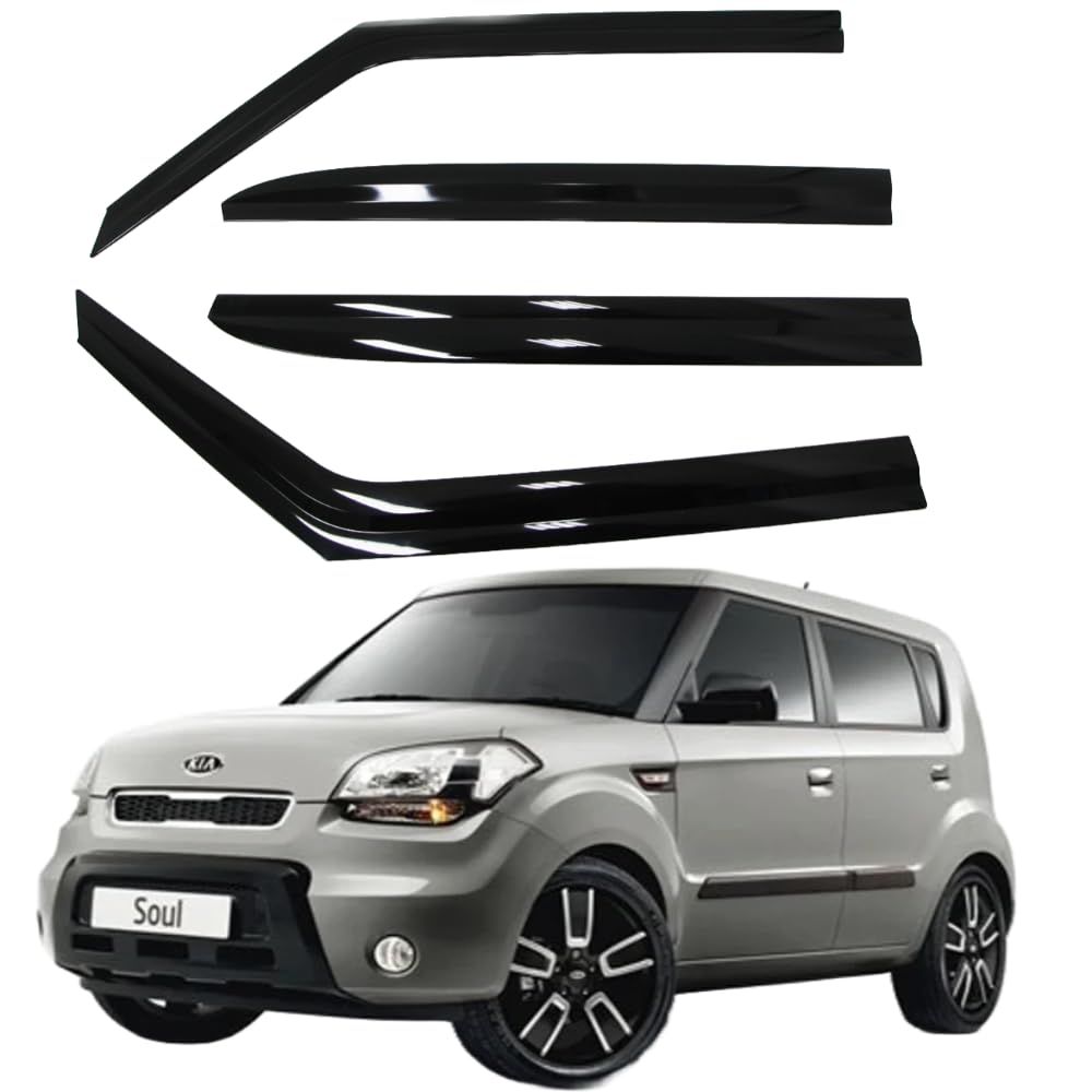 Autoclover Tape-On Rain Guards Window Visors 4 Pcs Set For Kia Soul 2009 2010 2011 2012 2013 / Window Deflectors, Out-Channel Ve