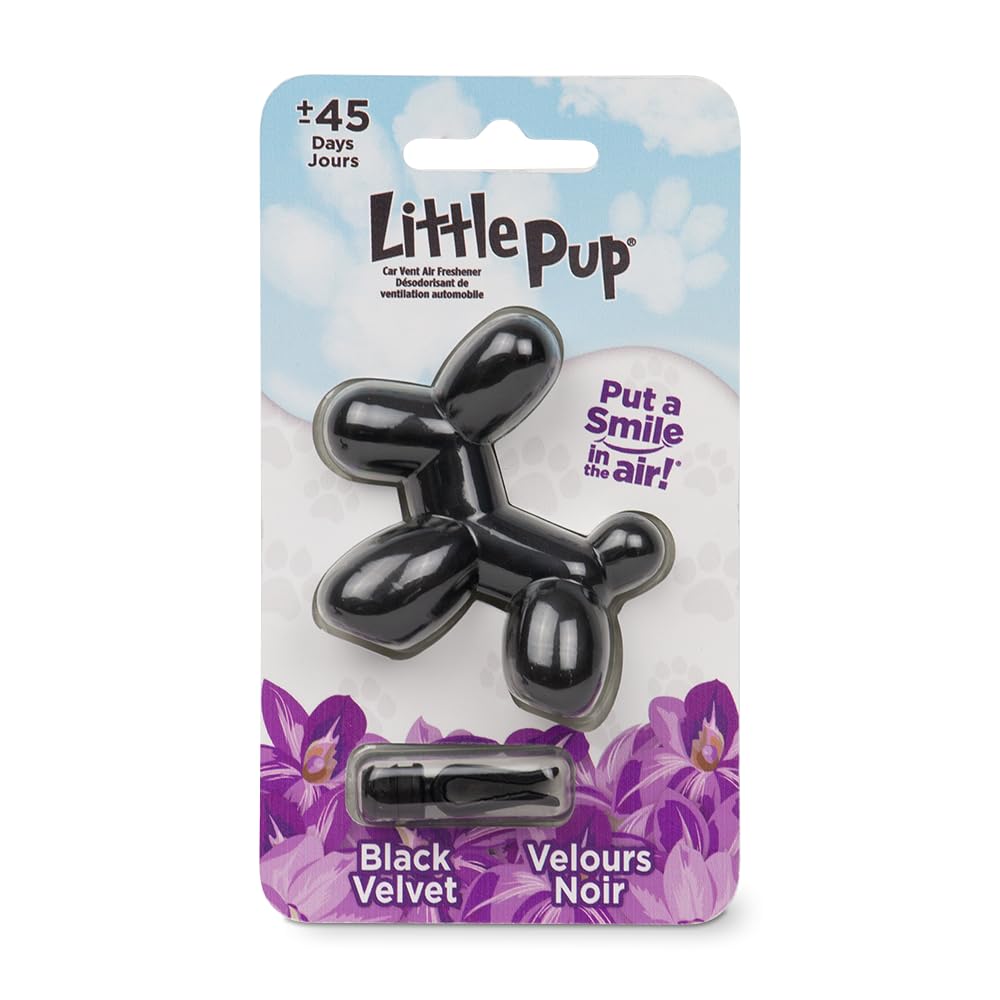 Little Pup 96605-6PK Black Velvet Scent, Car Air Freshener, Clips to A/C Air Vent, Alcohol-Free Fragrance Oil, Non-Hazardous and