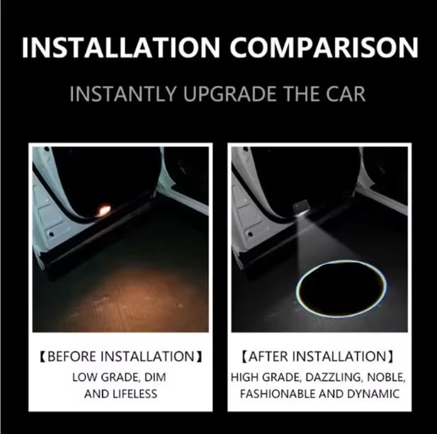 2Pcs 3D Car Door Step Led Welcome Logo Shadow Ghost Light Projector Lamps, No Drill Automotive Step Lights Door Courtesy Lights
