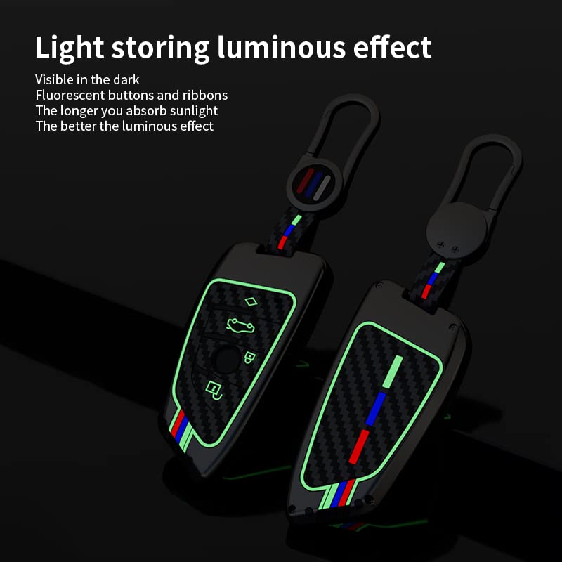 Bradegeve Carbon Fiber Key Fob Cover Case Metal Shell Cover Compatible for BMW 5 6 7 Series X1 X2 X3 X5 X6 X7 (Gunmetal