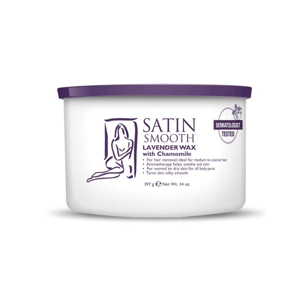 Satin Smooth Lavender Wax with Chamomile  Facial and Full Body Hair Removal Wax  Soothes and Calms  14 oz  1-pack-New