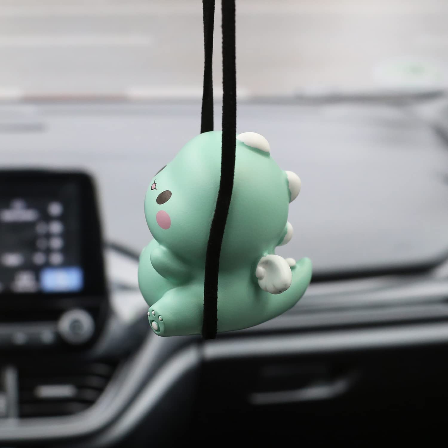 Swinging Dinosaur Car Hanging Ornament For Rear View Mirror, Cute Car Decor Accessories Interior, Car Pendant Dinosaur Hanging Swing(Green)