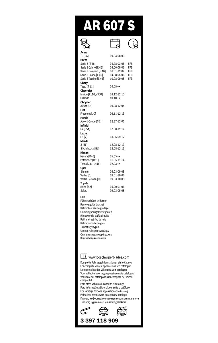 Bosch 3397118909 Aerotwin Oe Replacement Wiper Blades Driver & Passenger Side - Set Of 2 (24'' & 19'')