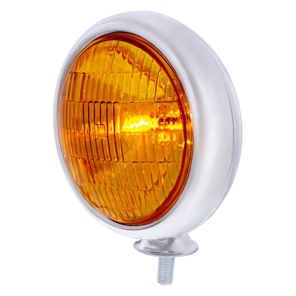United Pacific 6V Vintage Chrome Fog Light, Amber Lens,Oe,C364009