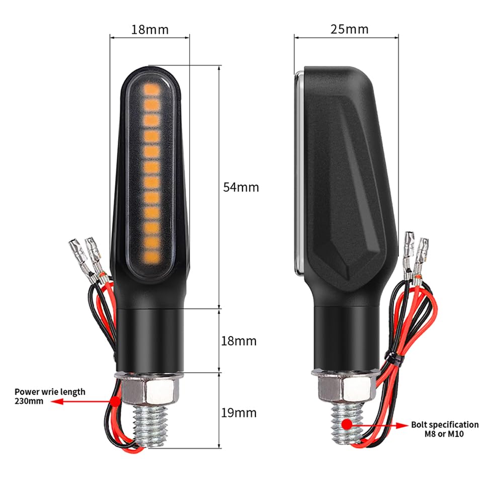 Blyilyb Motorcycle Blinkers Indicator Sequential Turn Signal Amber Led Lamp (Pack Of 2)