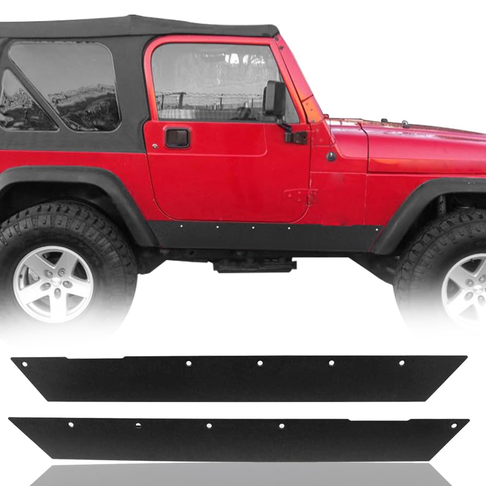 Hooke Road Rock Slider Armor Rocker Panel Guards Compatible with Jeep Wrangler TJ 1997-2006 (Exclude 04-06 TJ Unlimited/LJ) Clad