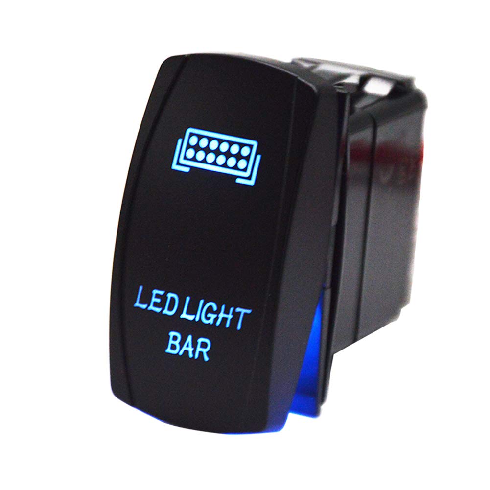 XJMOTO LED Light Bar Rocker Switch 5 Pin 20A 12V Blue Backlit Compatible with UTV Polaris Ranger RZR XP Turbo Can Am Commander M