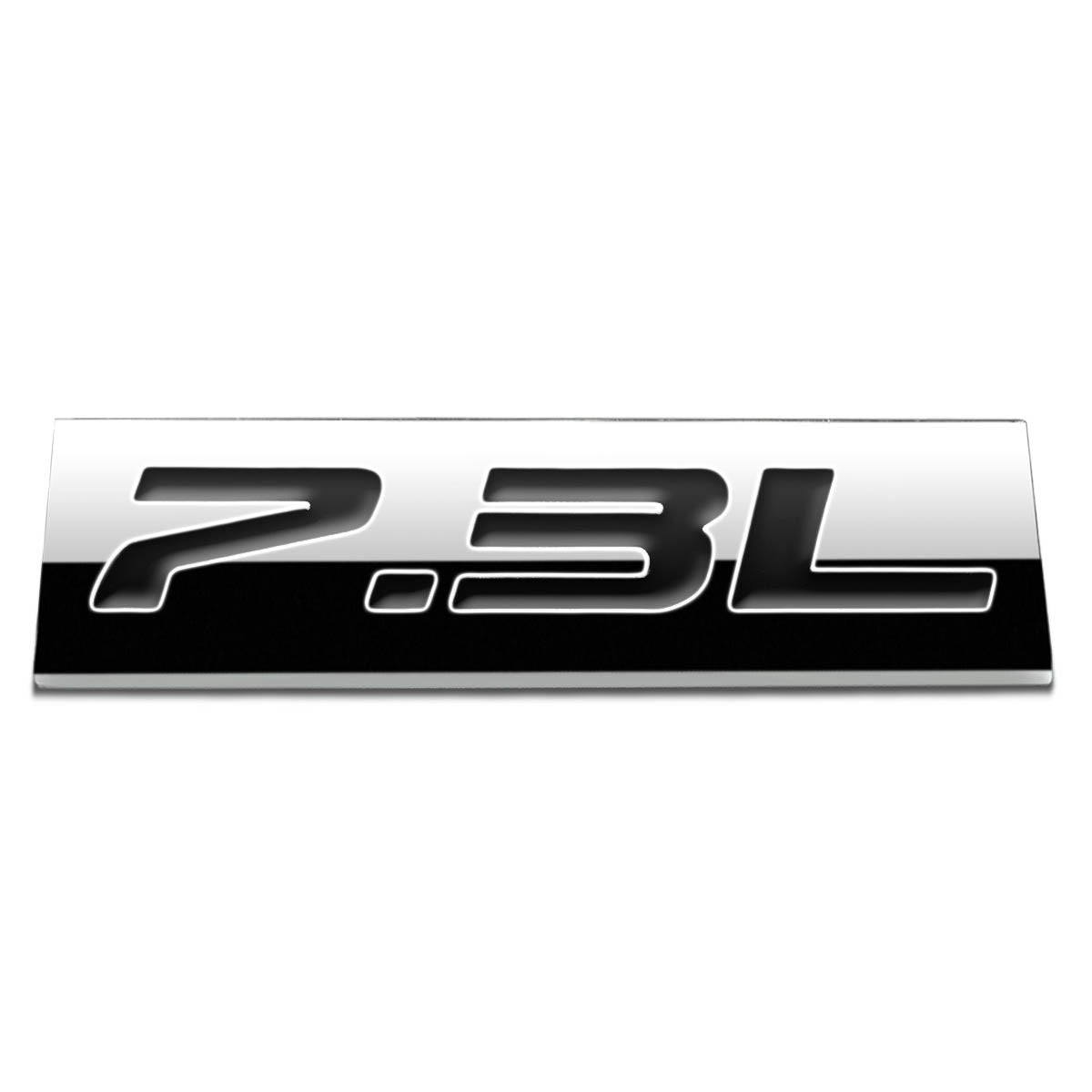 Auto Dynasty Chrome Finish Metal Emblem 7.3L Badge, (Black Letter)