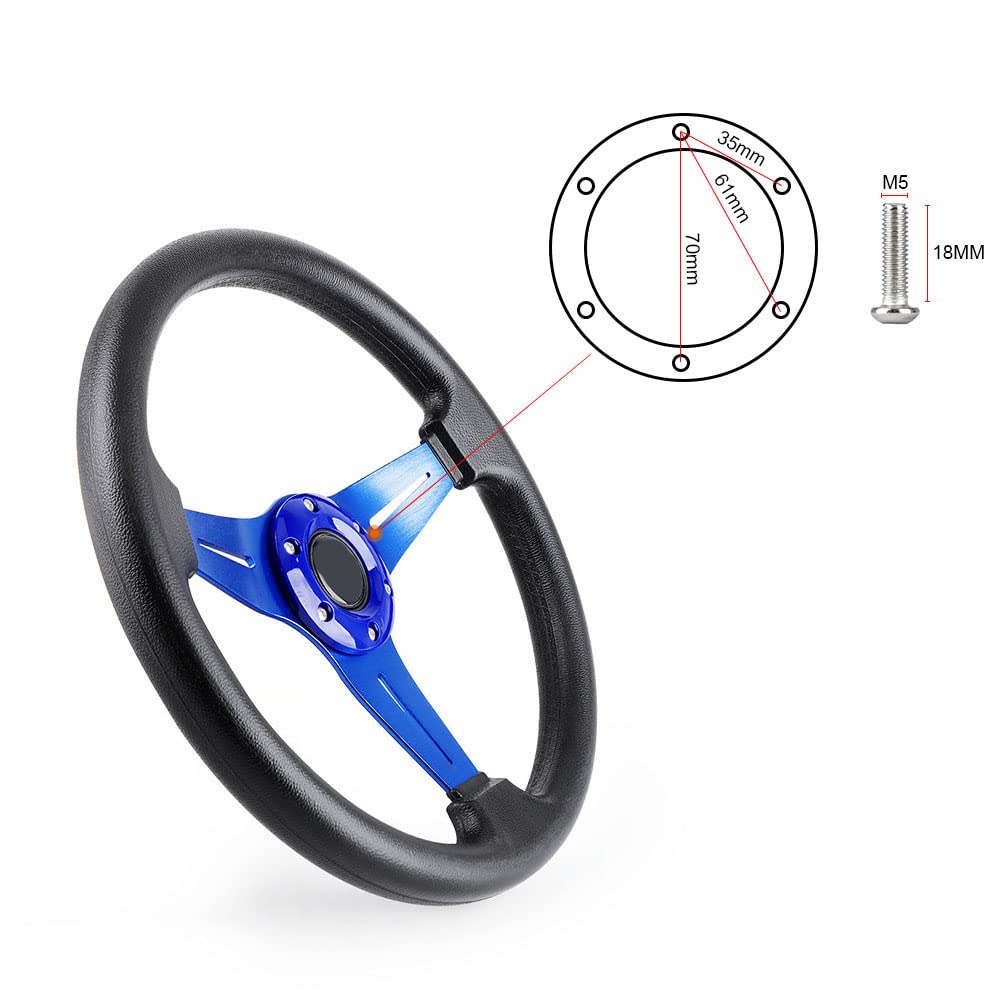 Yehicy 13.8” Racing Steering Wheel Quick Release For Car Sport Drifting Steering Wheel Pu Leather And Aluminum Spokes With Horn Button (Blue)