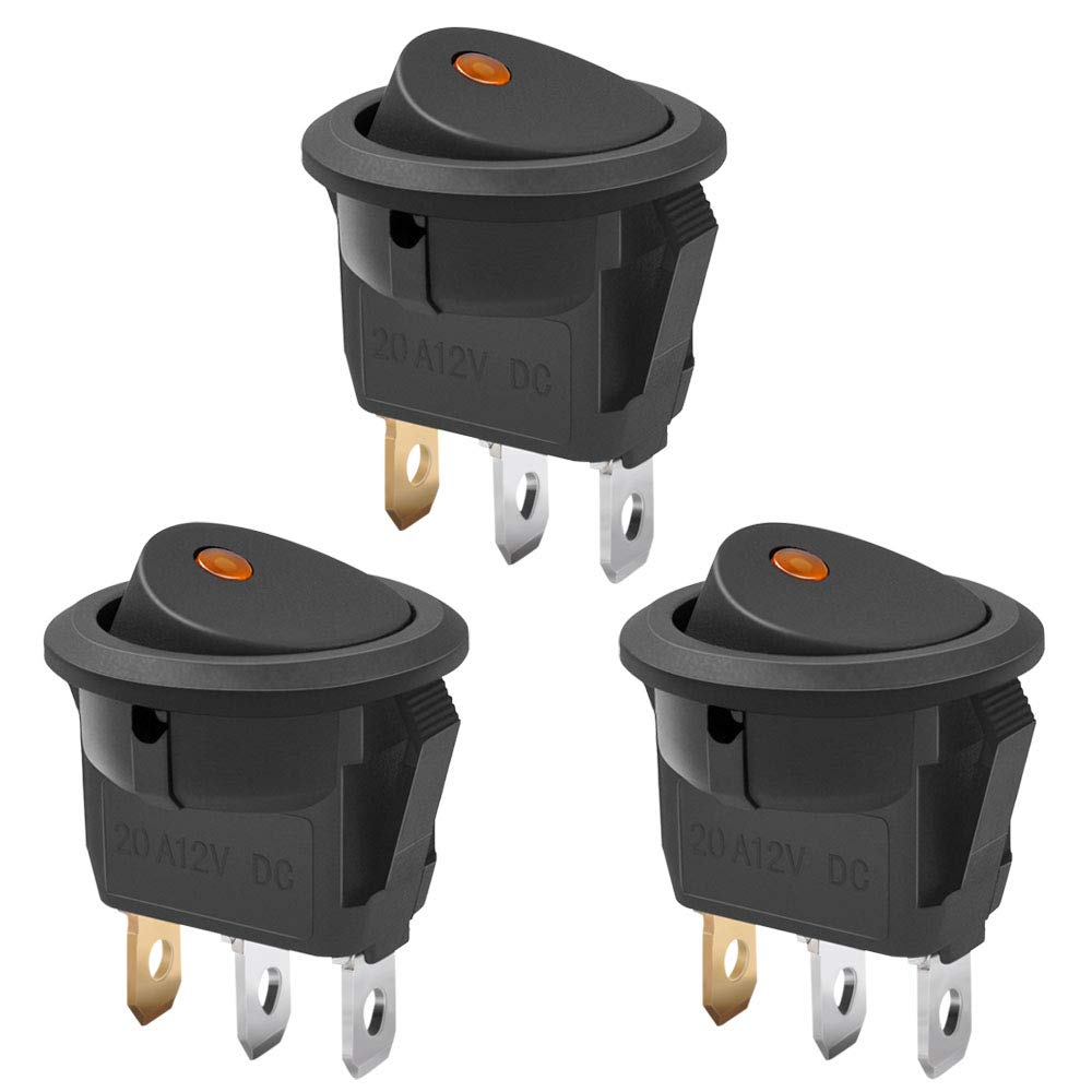 Autoec New 3Pc Car Truck Rocker Toggle Switch Yellow Light On-Off Control 12V