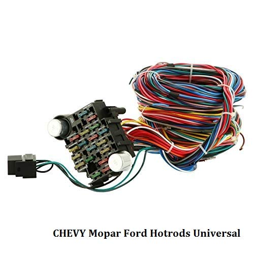Universal Extra Long Wires 21 Circuit Wiring Harness Hotrod Kit Compatible With Gm Chevy Universal Automotive Wiring