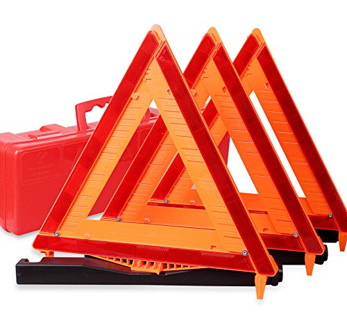 CARTMAN 3 Pack DOT Approved Reflective Warning Triangle Kit - Red, 3PK DOT-SAND FILLED for Road Safety and Emergency Use