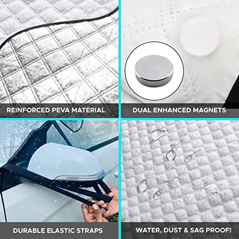 EcoNour Windshield Cover for Ice and Snow with Side Mirror and Wiper Cover | Universal Fit, Water Resistant, Car, SUV, Truck, Mi