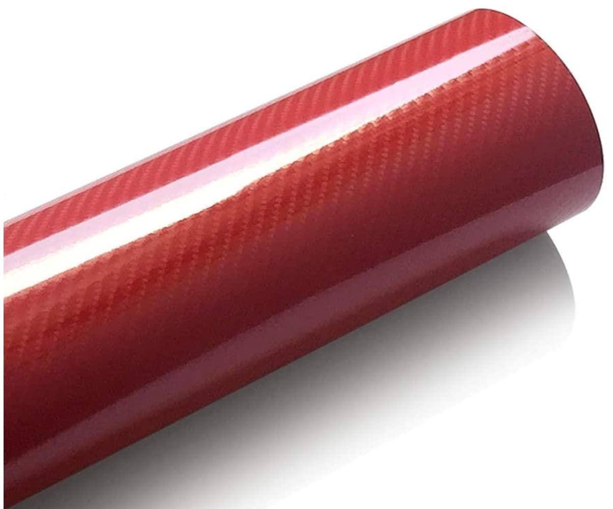 Rockrose Epoxy High Gloss 5D Red Carbon Fiber Vinyl Wrap, Anti-Wrinkle, Air Release Automotive Bubble Wrap, Self Adhesive Car Vi