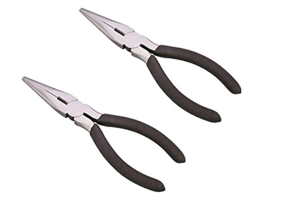 Edward Tools Long Nose Pliers With Side Cutter 6” - 2 Pack - Drop Forged Steel - Polished Rust Proof Finish - Extra Strength Well Aligned Side Cutter - Smooth Action Needle Nose Pliers