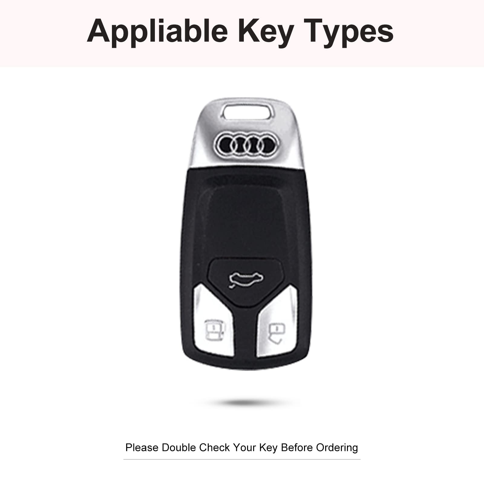 Ruabiban Compatible With Audi Key Fob Cover With Keychain, Pink Genuine Leather Crystal Key Case Protection Shell For A4 Q7 Q5 T