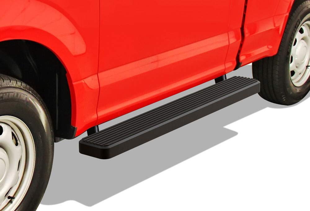 APS Running Boards 6-inch Black Compatible with Ford F150 2015-2025 Regular Cab & F-250 F-350 Super Duty 2017-2025 Stainless Ste