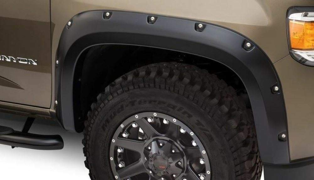 Bushwacker Pocket/Rivet Style Front Fender Flares | 2-Piece Set, Black, Smooth Finish | 40141-02 | Fits 2015-2020 GMC Canyon (Ex