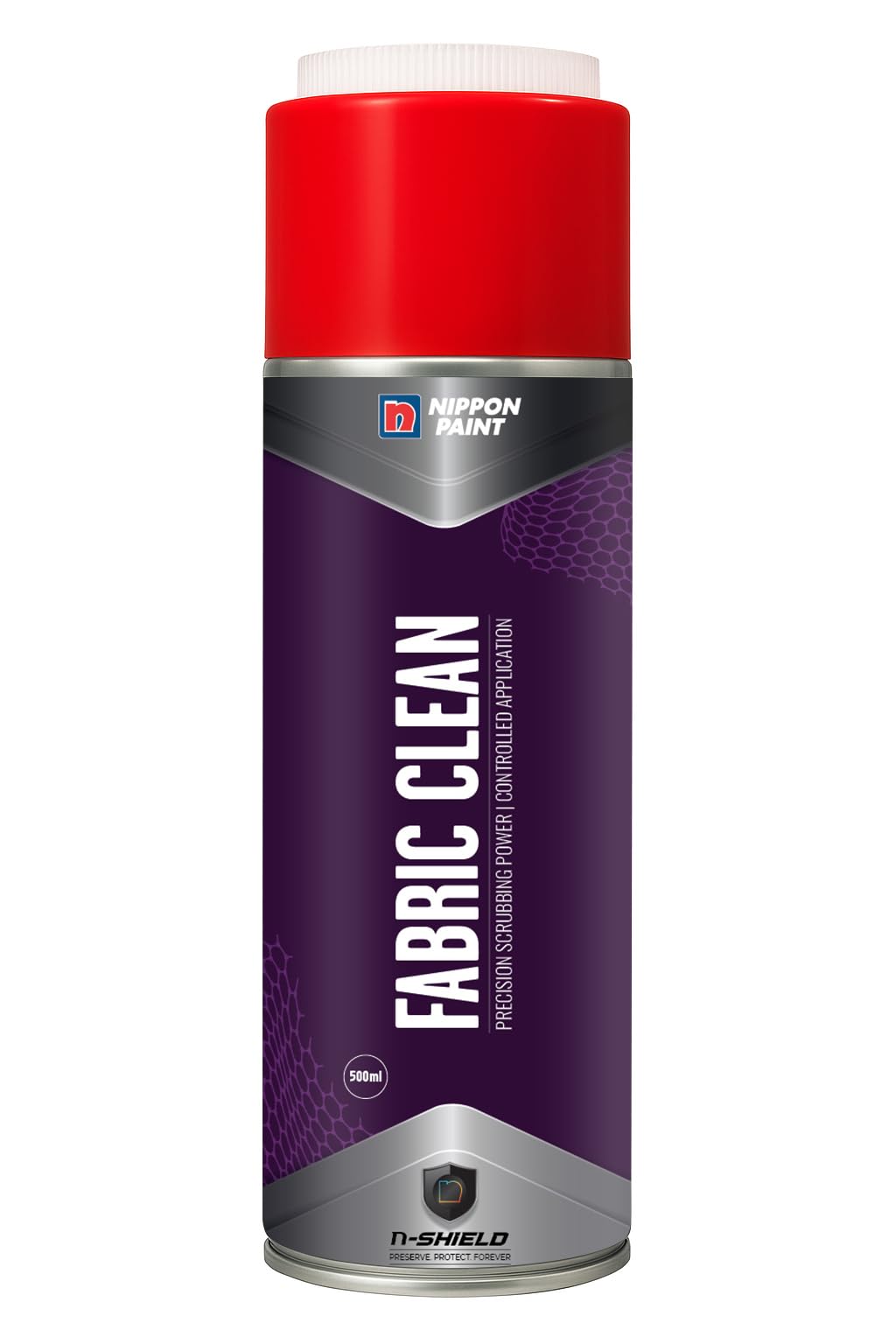 Nippon Paint nShield Fabric Cleaner Foam Spray 500ml With Built in Brush Cap | Upholstery, Car Seats & Carpets Cleaner | Powerf