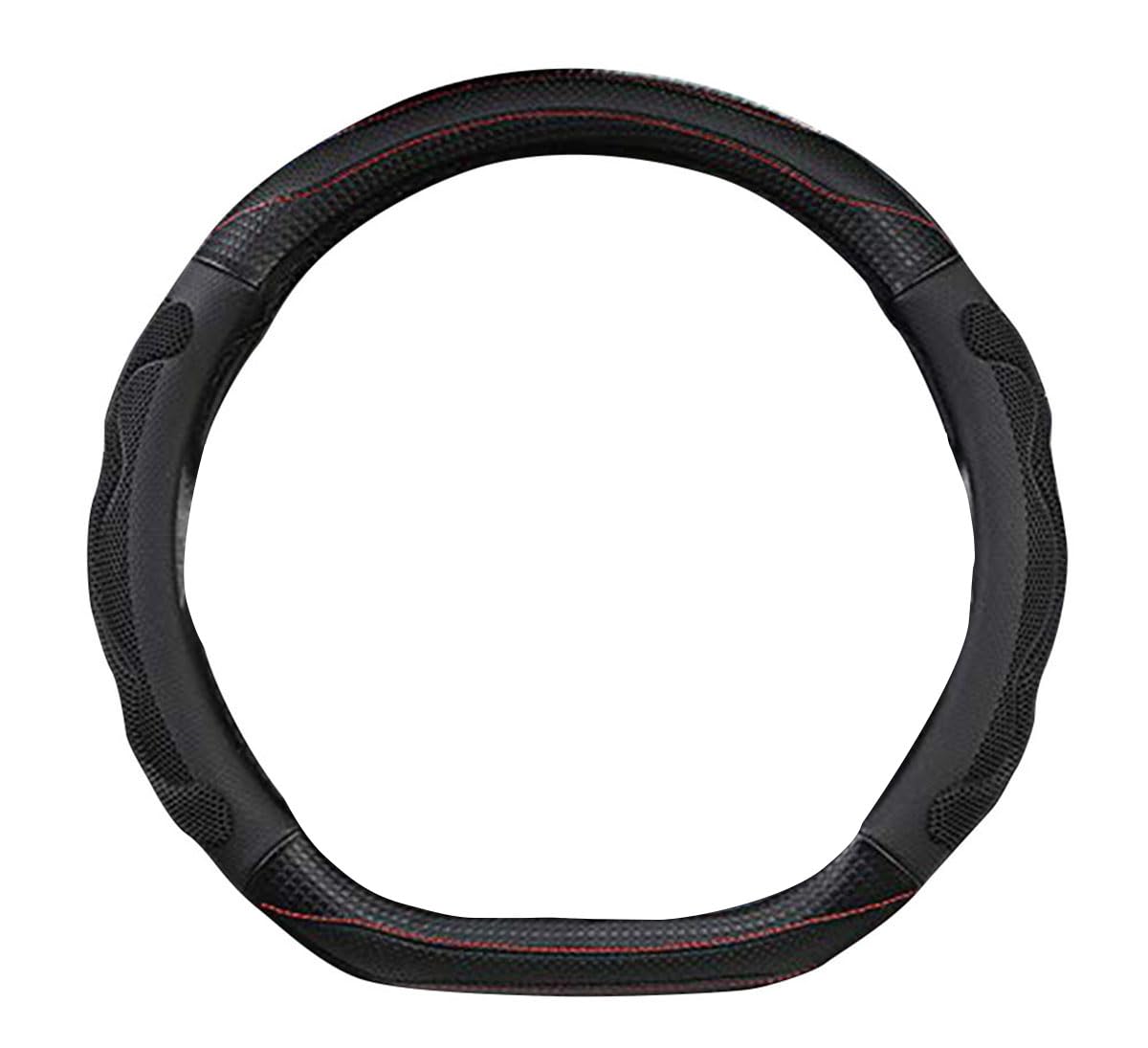D Cut Steering Wheel Cover - D Shaped Flat Bottom Microfiber Leather Anti-Skid Breathable Fit 14.5'-15' (Black)