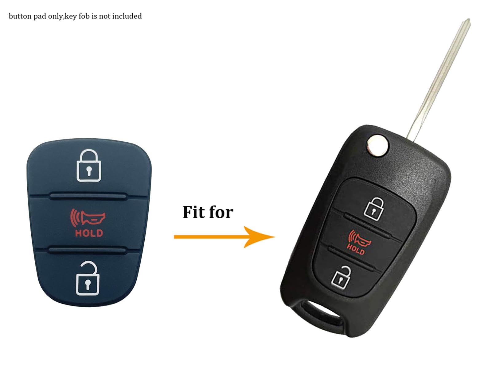 3 Buttons Car Remote Fob Case Key Fob Rubber Button Pad Insert Keypad Replacement Fits For Kia Soul 2010-2013 Kia Rio Sportage 2