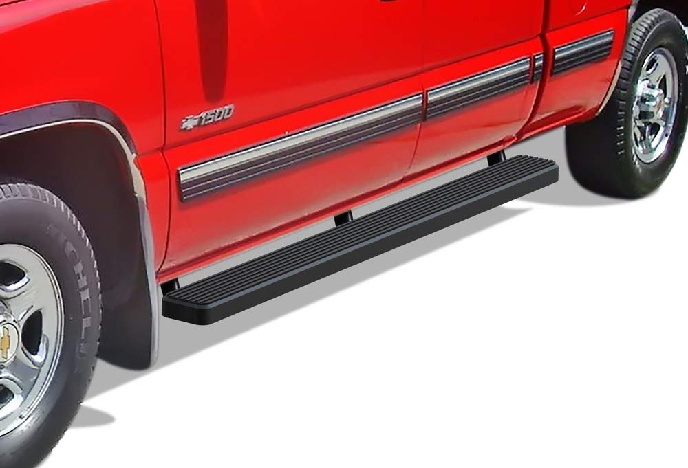 Aps (Black 5-Inch) 304 Stainless Steel Running Boards Nerf Bars Side Steps Compatible With Chevy Silverado Gmc Sierra 1500 2500 1999-2013 Double Cab & 2500Hd 3500 2001-2014 (Exclude Ck Classic)