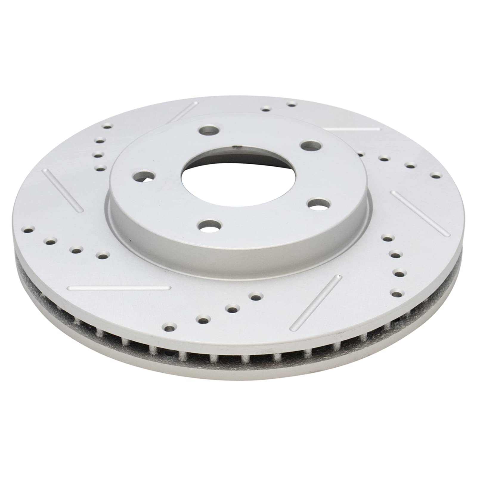 Trq Performance Brake Rotor Drilled Slotted Front Coated Pair Compatible With Chrysler