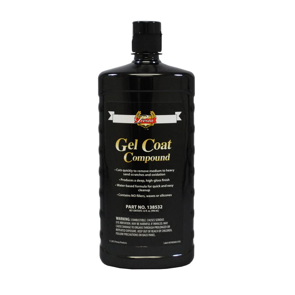 Presta 138532 Gel Coat Compound for Removing P1000 Grit, Finer Sand Scratches and Oxidation - 32 Oz.