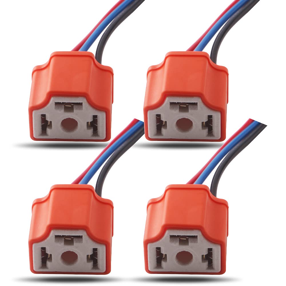 Qasim H4 Hb2 9003 Wiring Harness Headlight Socket Heavy Duty Ceramic Headlight Connector For Car Truck Boat Marine Headlight Fog