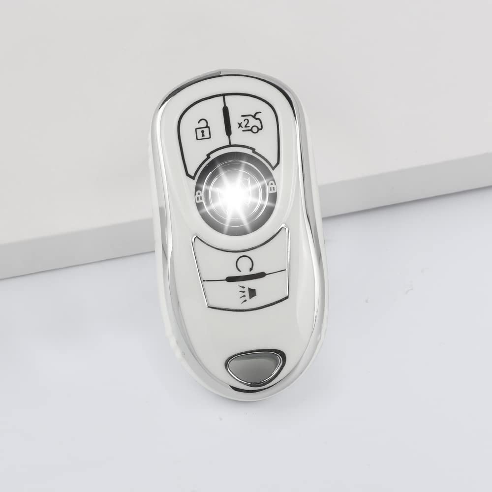 1797 For Buick Key Fob Cover Encore Enclave Lacrosse Envision Regal Accessories Car Remote Case Shell Girly Cute 6 Button White Silver Tpu